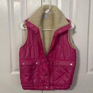Vintage Late 1970s Girls Hot Pink Izod Lined Puffer Vest